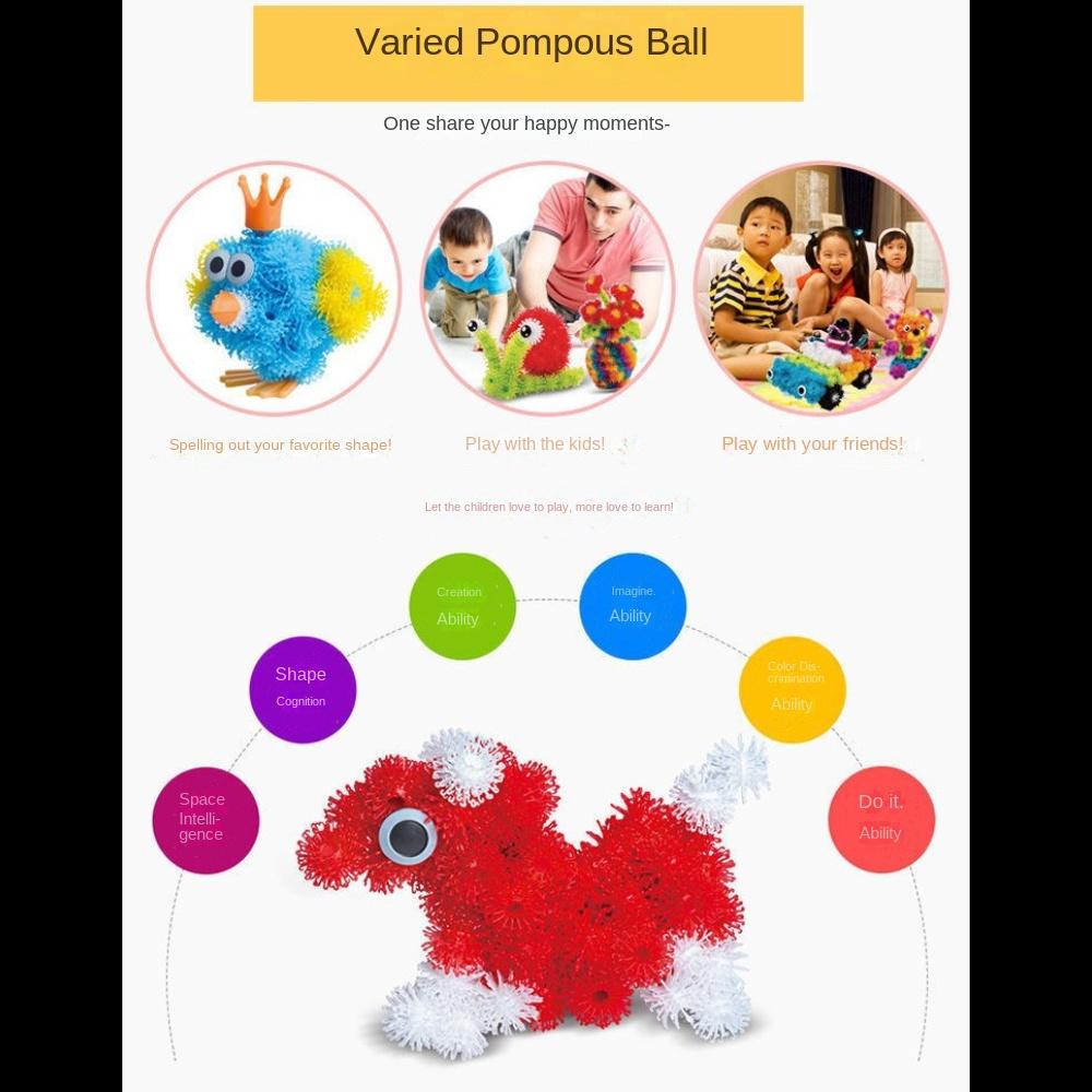 Детский красочный пластиковый образовательный конструктор в виде шарикоков - репейников 400штук