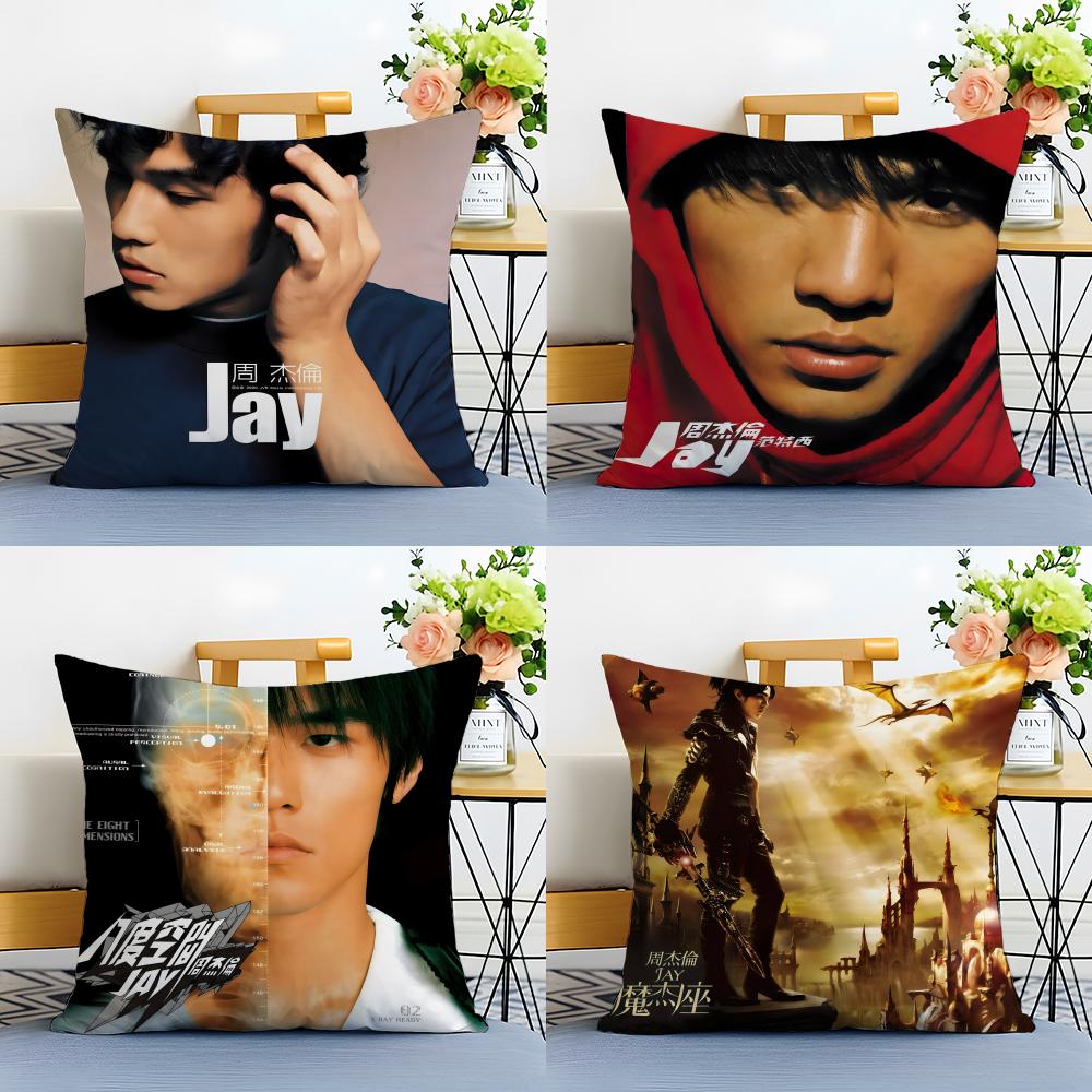 Chinese Pop JJay Chou Album Cover Cushion Cover Linen Pillowcase Soft for Sofa Bed Home Room Decor