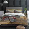 Motorcycle Highway Retro Style Bedding Set 3pcs Duvet Cover Pillowcase Kids Adult Quilt Cover Double Bed Set Home Textile