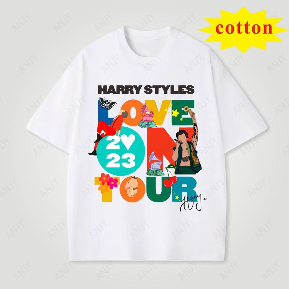 Harry Styles Love On Tour Summer Unisexs Cotton Short Sleeved Y2k Hip Hop Rock Rap Band Street Casual Comfortable Round Neck Top