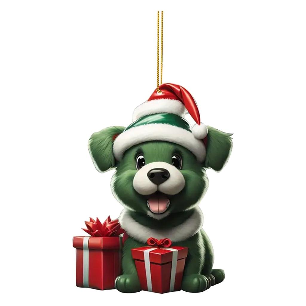 New Christmas Dog Christmas Tree Decorations Pendant Acrylic Flat Christmas Gift Decoration Pendant