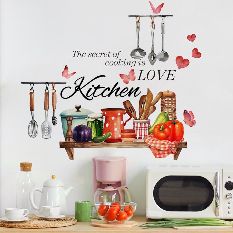 Кухонные принадлежности Узор Наклейка на стену Для кухни Ресторана Фоновое украшение Фреска Искусство Домашний декор