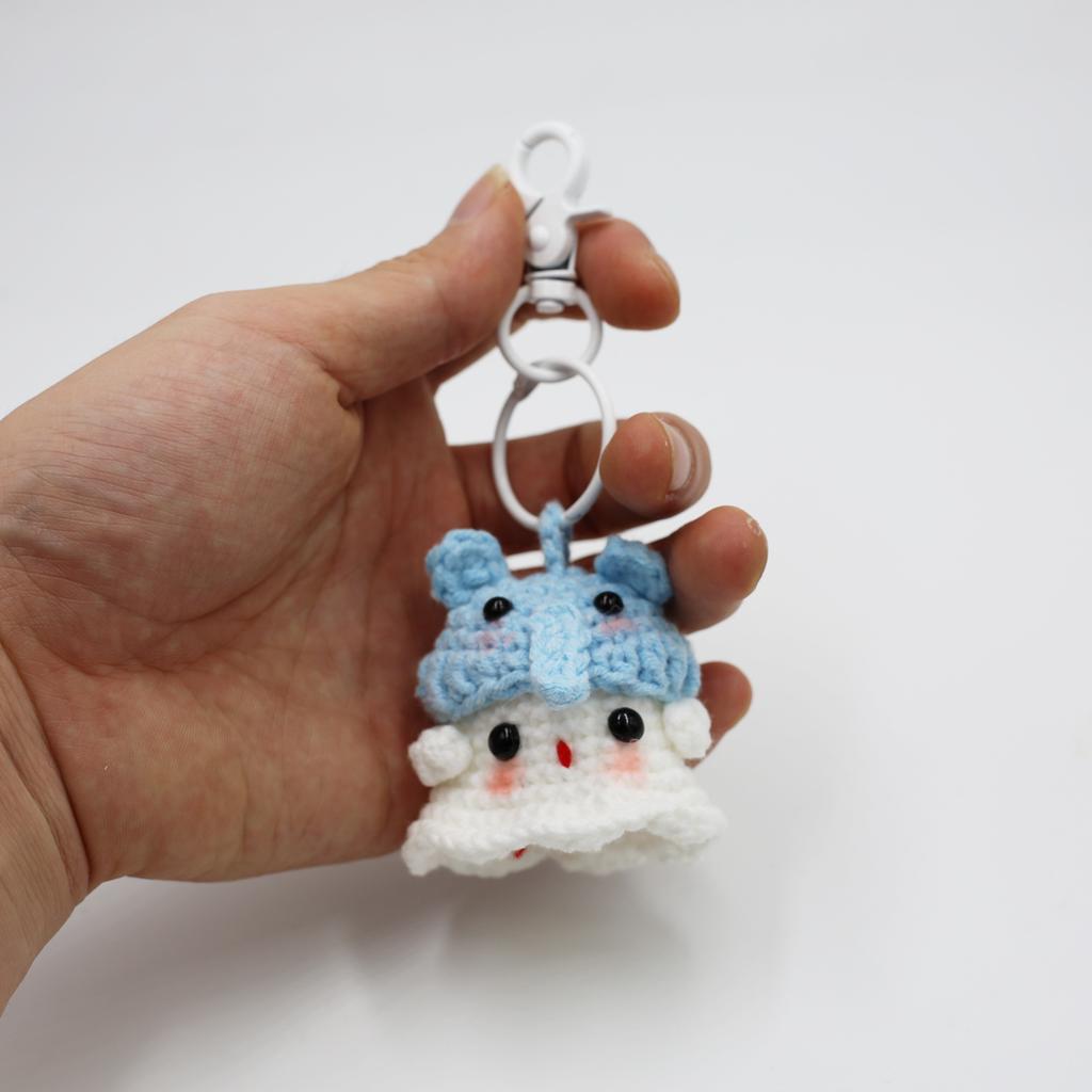 Creative Crocheted Little Ghost Hand Woven Pendants Halloween Decoration Handmade Yarn Crochet Bag Key Pendant Gift Home Decor