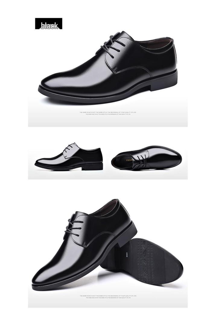 Мужские большие кожаные formal shoes на шнуровке - Корейский стиль Черные рабочие туфли