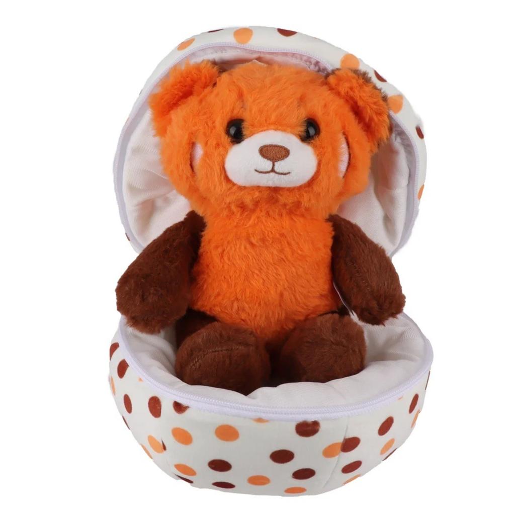 Egg-Shaped Animal Den Plush Toys - Raccoon, Salamander, Floppy Eared & Yellow Quacker Stuffed Dolls