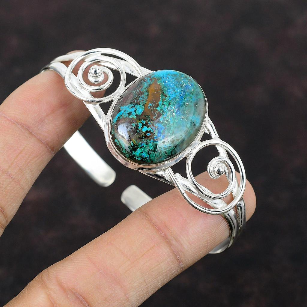 Браслет-манжета из драгоценного камня шаттукит, браслет из стерлингового серебра 925 пробы, браслет-манжета ручной работы, регулируемый браслет для подарков, ювелирные изделия для помолвки