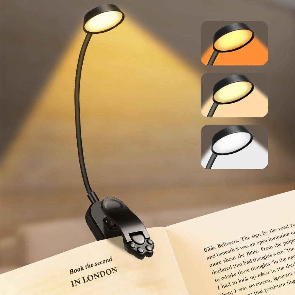 LED Clip On Mini Book Lamp Usb Rechargeable Reading Lamp Book Reading Light Portable Read Book Light Bedroom Reading Night Light