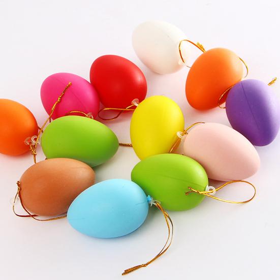 12/24Pcs Easter Egg Decorations Colorful Plastic Eggs Tree Hanging Ornament Kids DIY Craft Toys for Easter Party Home Decor