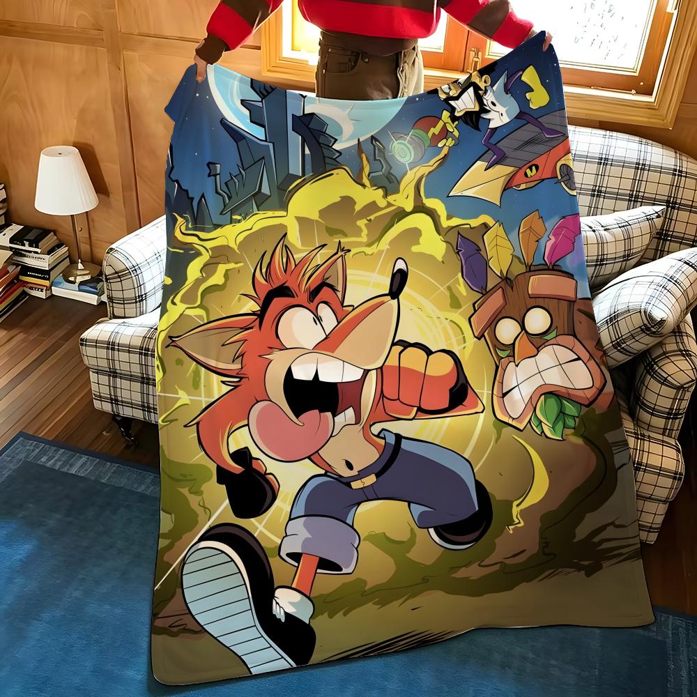 Игровое одеяло C-Crash B-Bandicoot Throw Фланелевое Уютный Принт, Портативное, Прочное, Машинная стирка, Милое, Крутое
