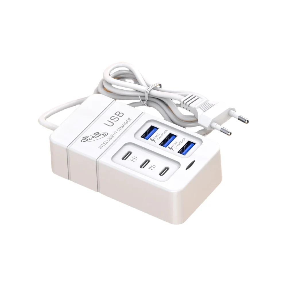 1 шт. Многопортовое USB-зарядное устройство, быстрая зарядка, быстрое настенное зарядное устройство, USB-концентратор, европейский стандартный штекер для мобильных телефонов