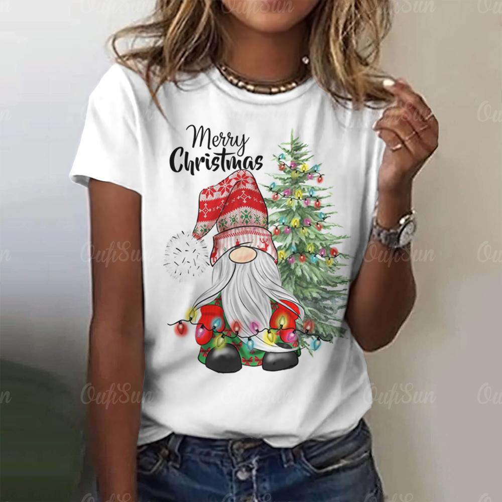 Праздничная женская футболка, рождественская футболка для женской футболки, летние модные футболки для девочек, топ, повседневная элегантная красивая одежда с 3d принтом