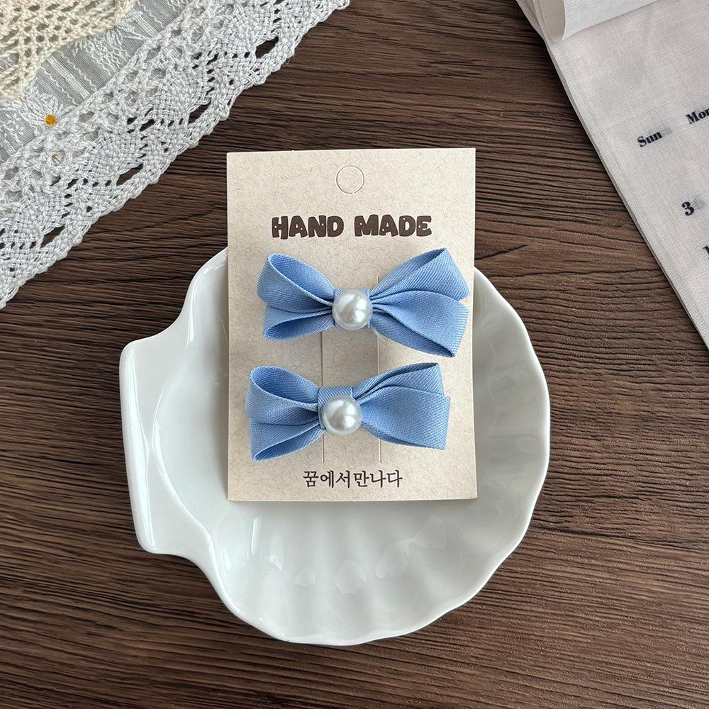 Корейская двухслойная заколка для волос с жемчужным бантом для девочек