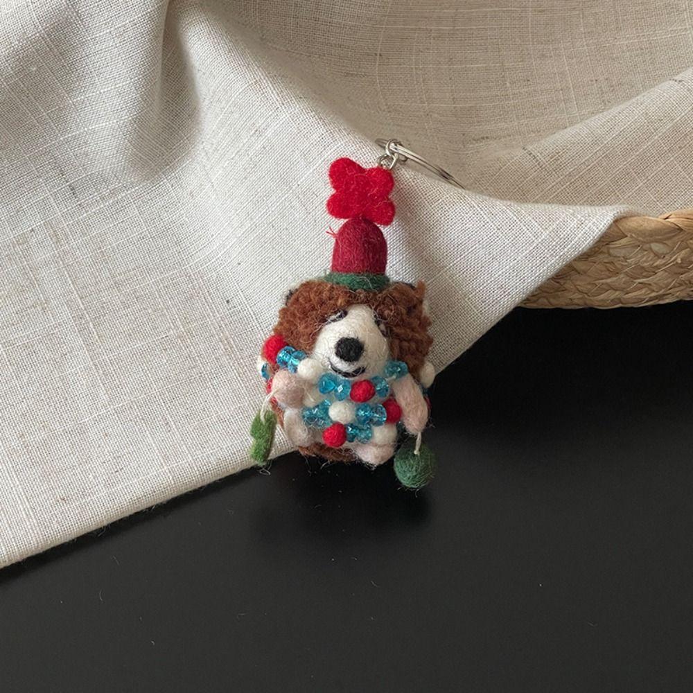Puppy Wool Felt Animal Pendant Dog Cartoon Keychain Cartoon Rabbit Keyring Couple