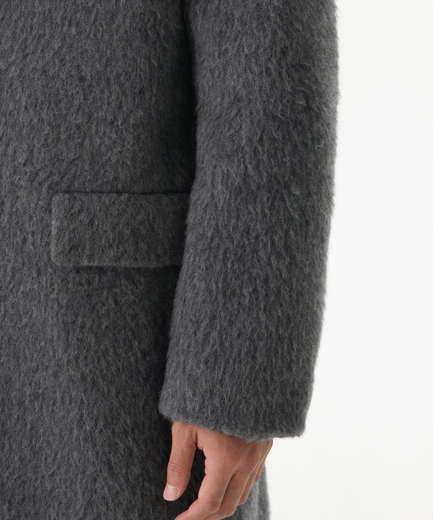 Musinsa Standard Hairy Alpaca Blend Daddy Shoulder Single Long Coat [Grey]