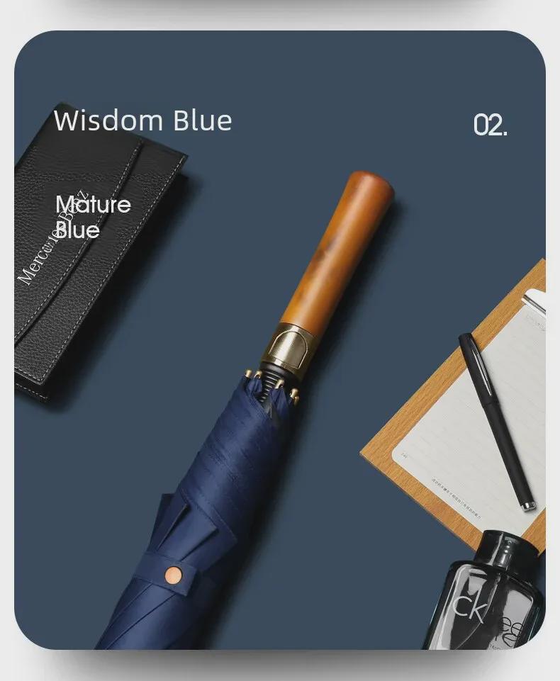 Зонт для гольфа в британском ретро-стиле — деревянная ручка, усиленная прямая штанга, защита от ультрафиолета, подарочный печатный дизайн.