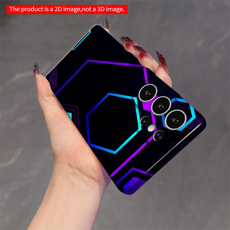 2DFlat Samsung phone case Neon Hexagon Circuit Pattern Phone Case Applicable to Galaxy S22 S23 S24 S25ULTRA S26 A12 A13 A14 A15 A16