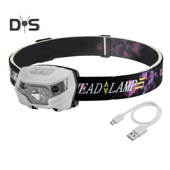 Налобный фонарь с датчиком наружного освещения и регулируемым оголовьем, супер яркий, водонепроницаемый, перезаряжаемый через USB, легкий светодиодный налобный фонарь для ночной рыбалки и бега