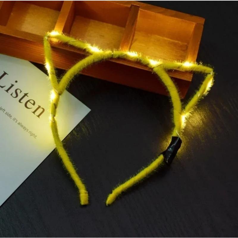 1 Pcs Headwear Hair Band Girls Accessories Cat Ear Headband Party Headdress Flashing with LED Light