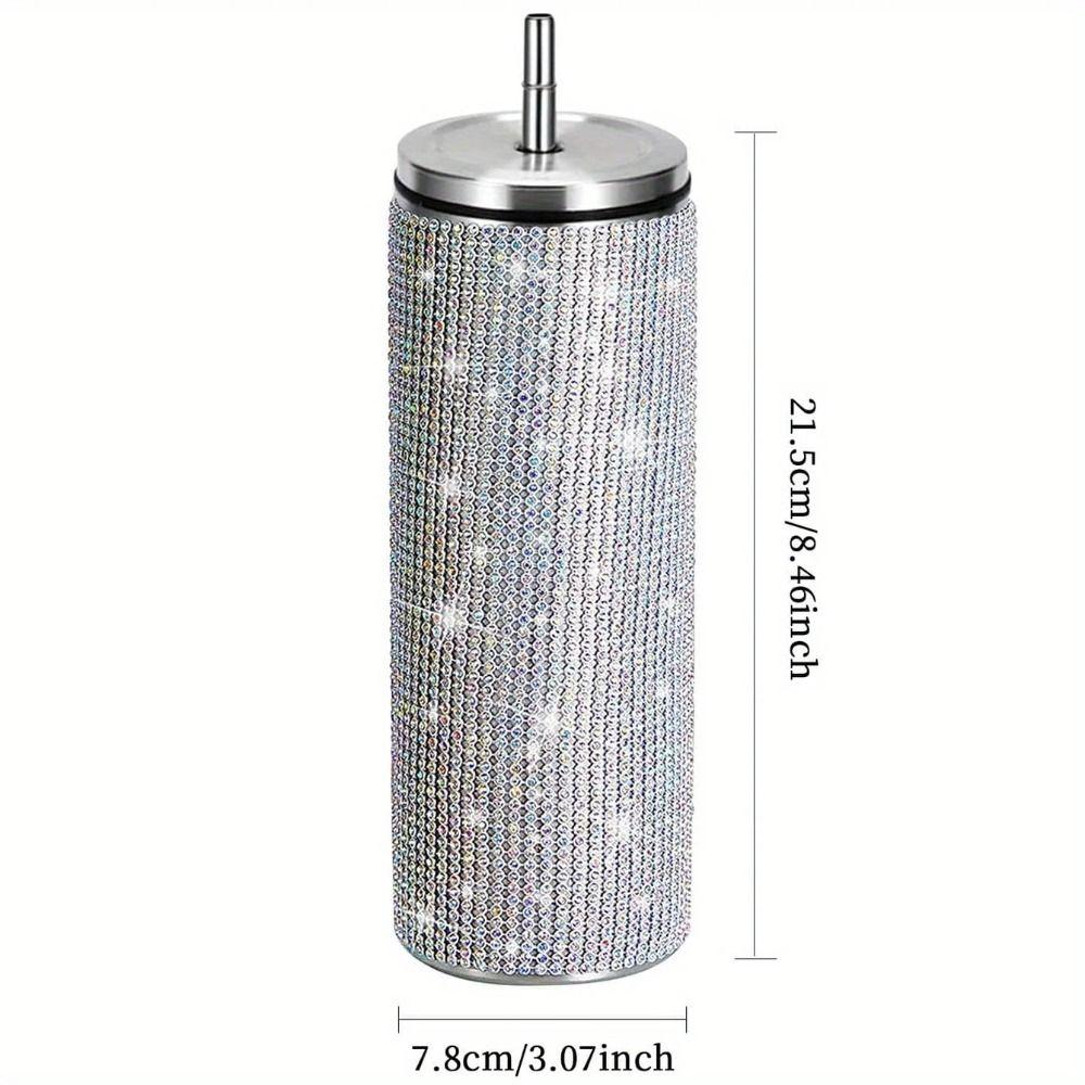Bling Rhinestone Thermos Bottles Leopard Print Stainless Steel Water Bottle  Outdoor Activities