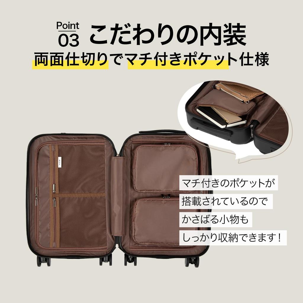 Ace Suitcase S Size 1 Night 2 Days 2 Nights 3 Days 29L Front Pocket 14inch PC Storage Caster Stopper Carry Case Carry Bag Fretboard Carry-on 3.2kg