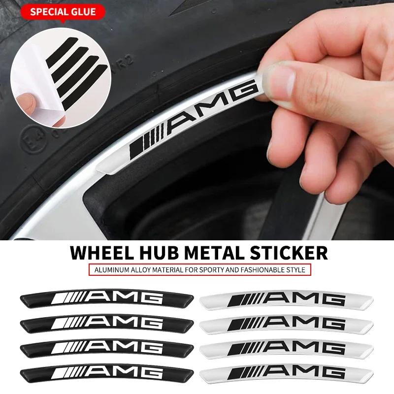 Wheel Hub Styling Stickers Decoration Strip For 4Pcs Car Mercedes Benz AMG GLA W176 CLK W209 W202 W220 W204 W203 W210 GLC