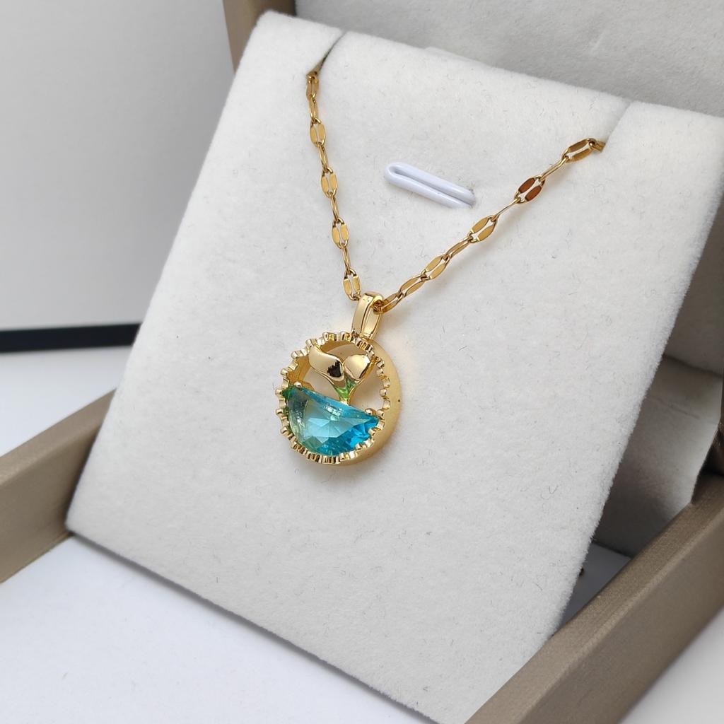 Ожерелье с дизайном «Океанский кит» для женщин: Украшения из титановой стали с микроинкрустацией циркония и роскошным замком