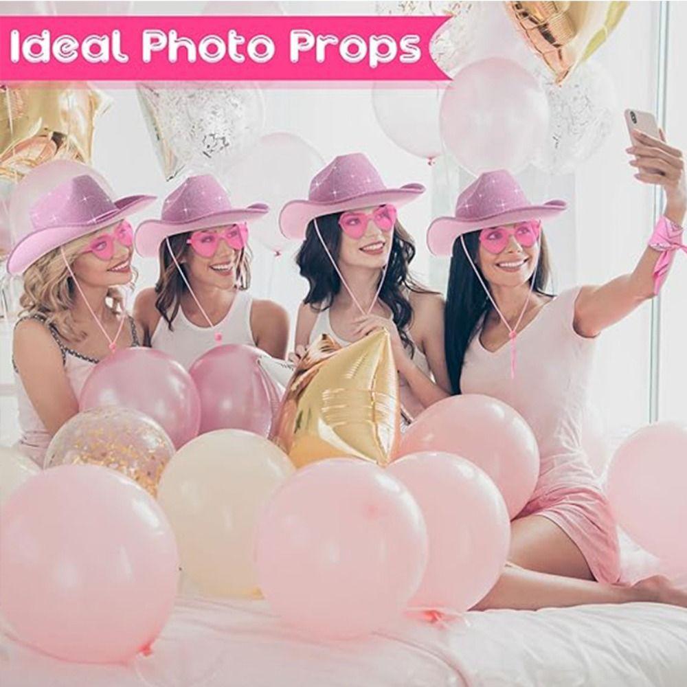 3pcs Funny Happy Hen Party Decor Shining Bachelorette Party Decor Western Cowboy Hat  Costume Party
