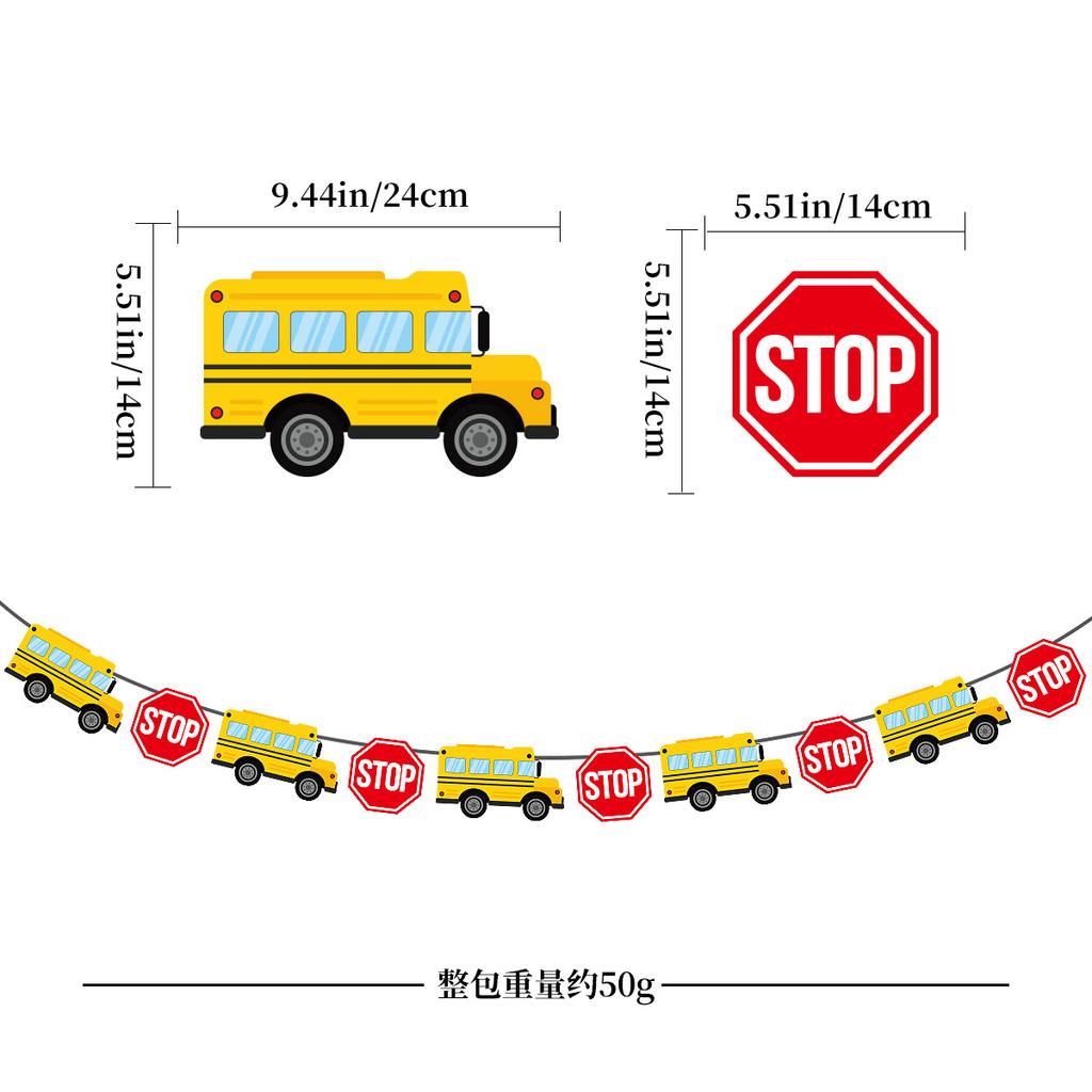 European And American School Season Party Decoration School Bus Apple Pencil Flag Welcome Back Glitter Latte Flower