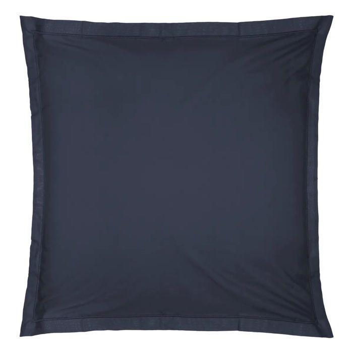 Taie D'oreiller - Coton - 63x63 Cm - Bleu Foncé - Lavable En Machine - Finition Point Bourdon