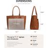 Laptop Tote Bag for Women, Leather Work Tote with Padded Laptop Compartment, Cup Holder, Office Computer Briefcase