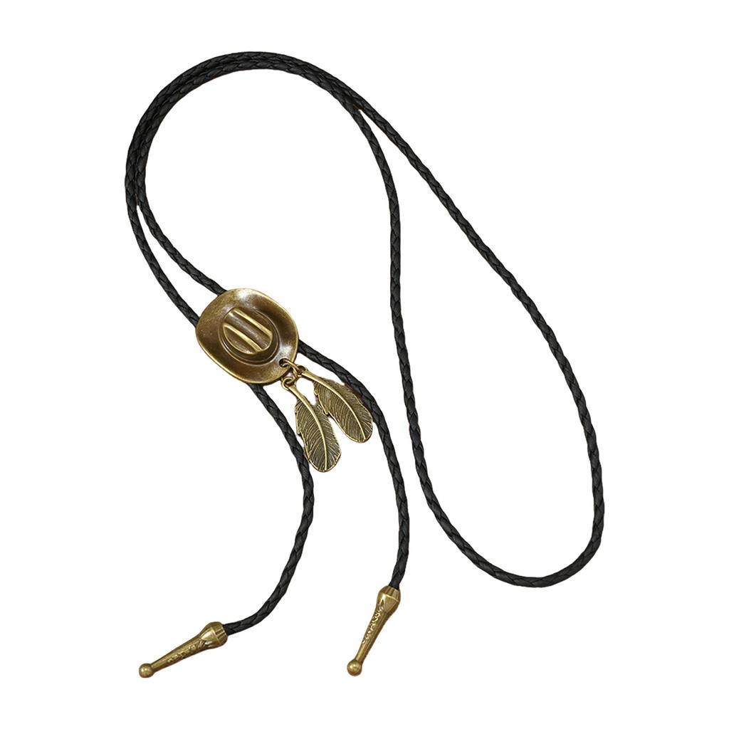 Elegant Bolo Tie with Cowboy Hat Pendant Carved Necktie Western Necklace Cool Bolo Tie Western Cowboy Costume