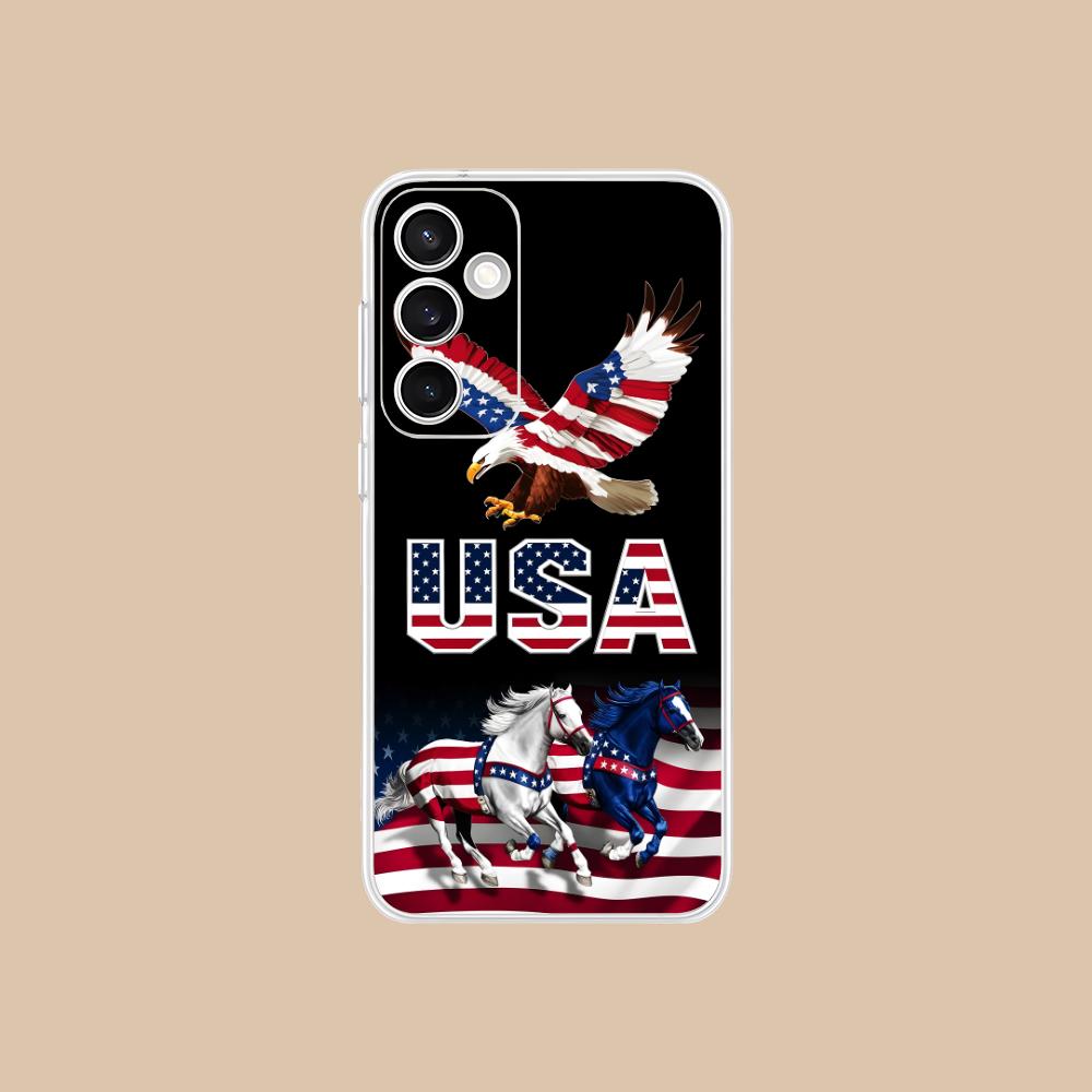 США Флаг Америки Прозрачный чехол для мобильного телефона для Samsung Galaxy S25 S24 S23 S22 S21Plus FE Ultra Цветной чехол