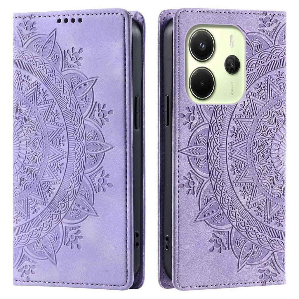 Для Xiaomi Redmi Note 14 5G Чехол-бумажник с тиснением 'Мандала' из PU-кожи с магнитной застежкой