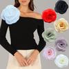 Formal Occasion Corsage French Style Big Camellia Mesh Fabric Bride Groom Wedding Brooch Prom Party Banquet Dress Suit Coat Brooch