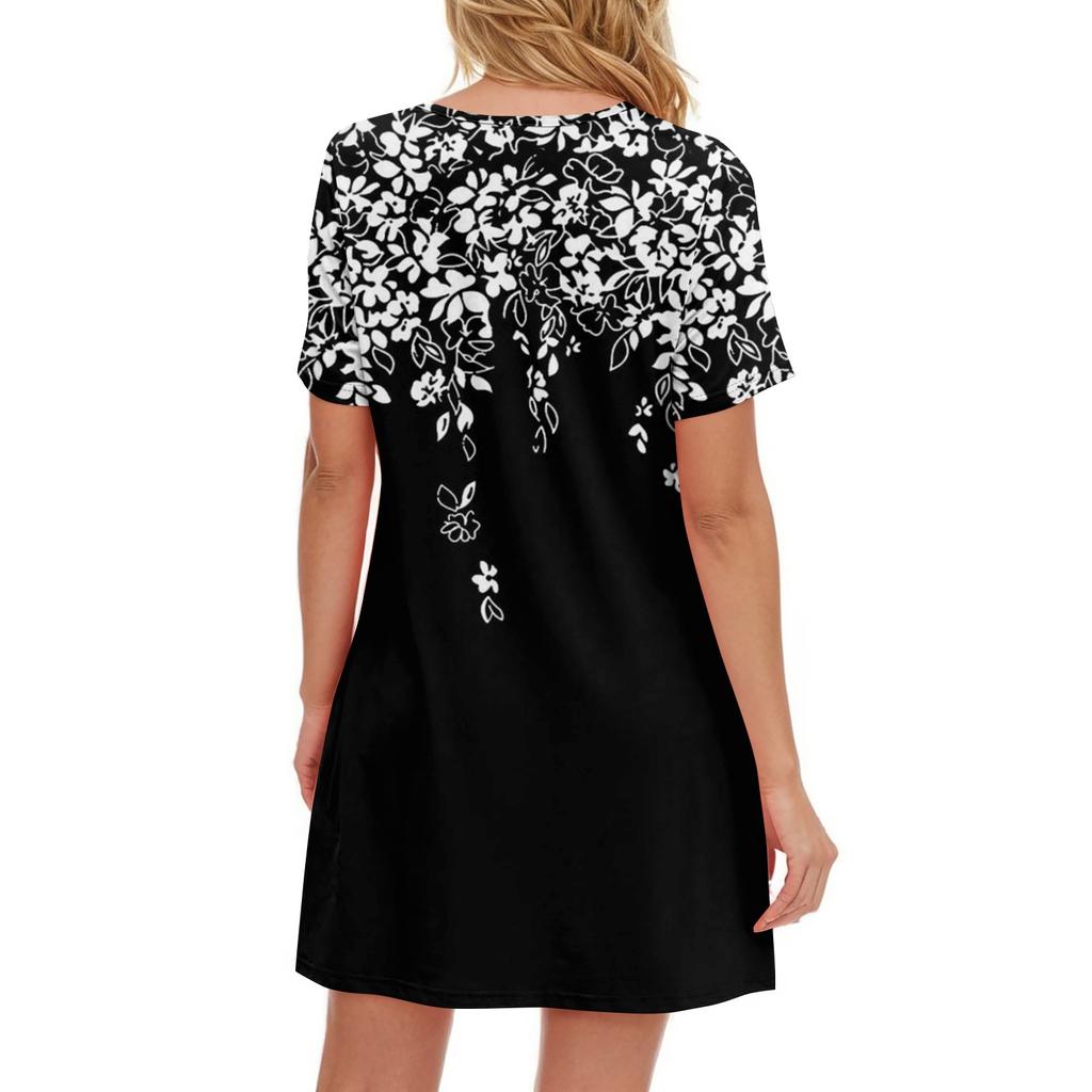 Женские модные повседневные платья с карманами и принтом в богемном стиле, пляжные платья с v-образным вырезом и короткими рукавами