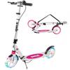 Folding Kick Scooter for Kids and with LED Handlebar Aluminum Perfect Gift for New and School Entrance Perfect for and White Adults, Light-Up Tires,