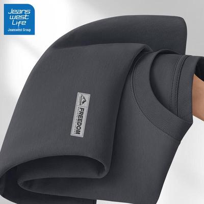 JEANSWEST LIFE Мужская свободная футболка с длинным рукавом из гребенчатого хлопка