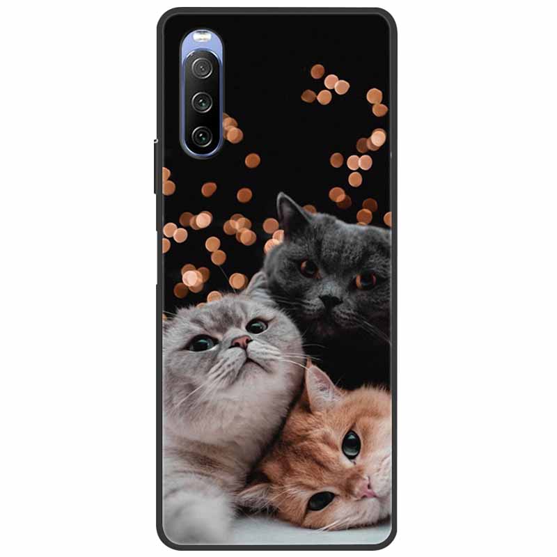 Мягкий чехол для Sony Xperia 10 III / 5 III / 1 III, силиконовый, с рисунком мраморного кота, чехол-фунда для Sony Xperia 1 II / 10 II / 5, чехол-коке