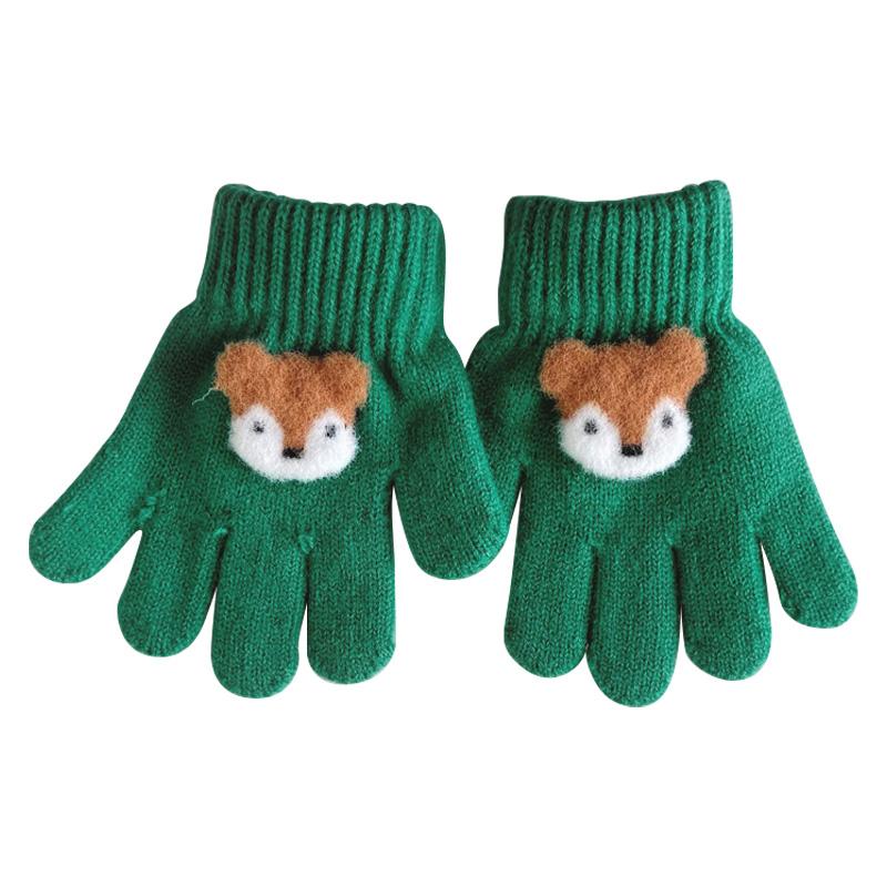 Перчатки детские 3-6 лет вязаные теплые мультипликационные супер милые перчатки с пятью пальцами осень-зима однотонные модные перчатки для девочек и мальчиков