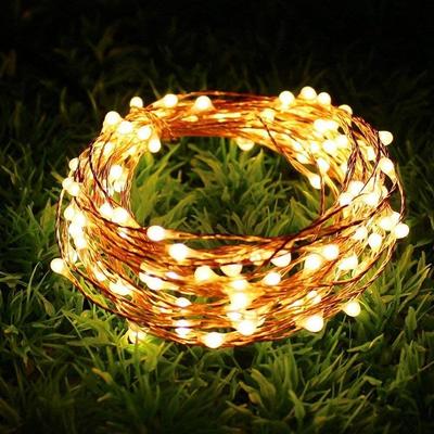Медные светодиодные гирлянды, рисовый свет (100 светодиодов) Гирлянда, Гирлянда для Дивали, Рождества, Теплый белый
