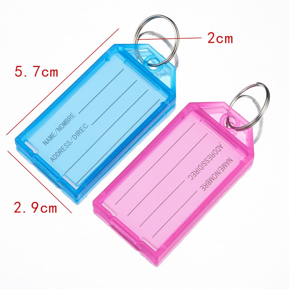 10pcs Plastic Key Tags With Flap Label Window Strong Split Ring For Diy Id Keychain Luggage Backpack Car Keys Identification Tag