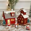Wood Christmas Cabin with Light Elegant Christmas Village Wood Houses with Soft Lighting Indoor Decors Gift