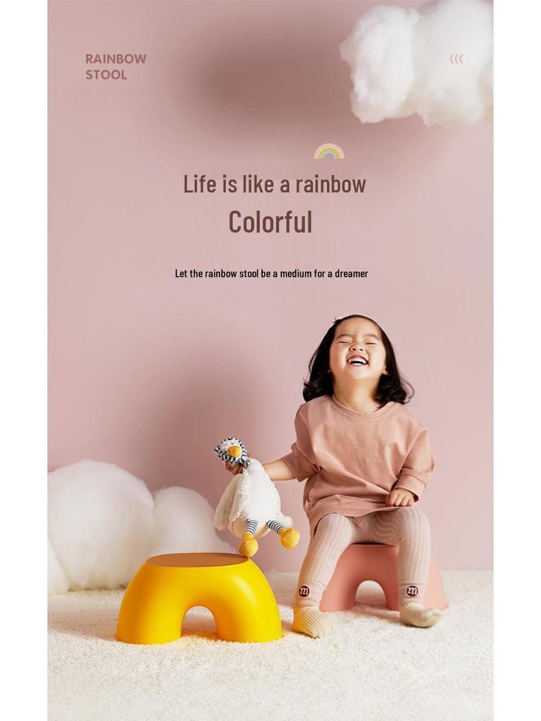 Креативный радужный пуфик-хранилище для детей - 3D-подушка, нескользящий, круглый пуфик для гостиной или для смены обуви.