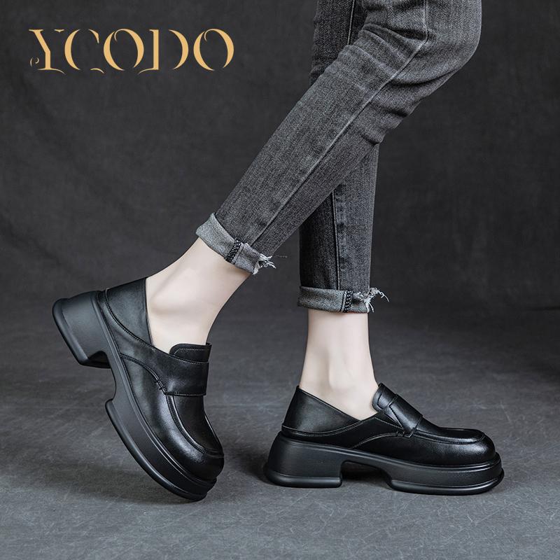 Женские весенние, летние и осенние лоферы из натуральной кожи на толстом каблуке, тапочки, кожаная обувь для двух видов обуви