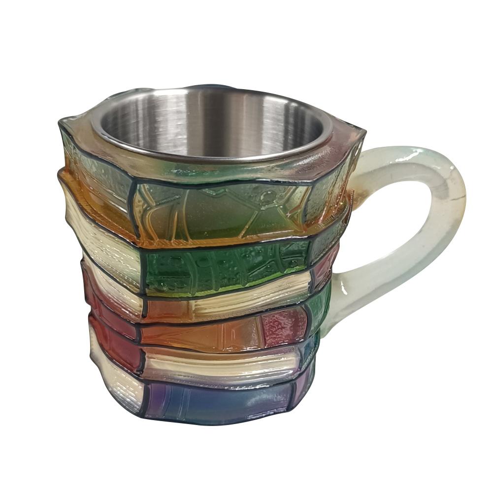 Painted Book Coffee Mug Book Shaped Tea Cup Gifts for Home Office Decoration