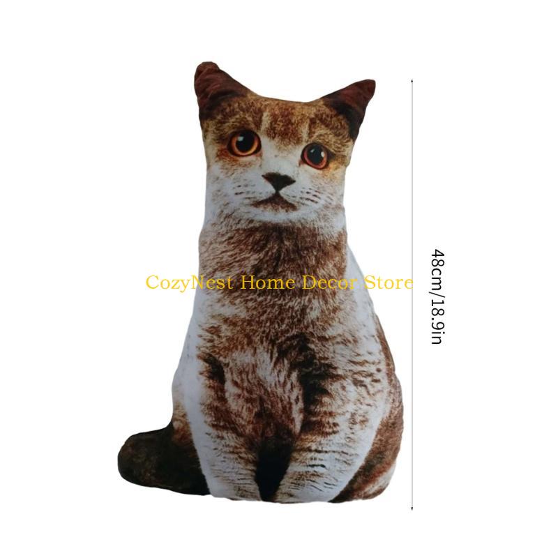 92MF Creative Simulation Cat Pillow 3D Cat Cushion Animal Doll Photography Wedding Setting Props 3D Animal Print Pillow