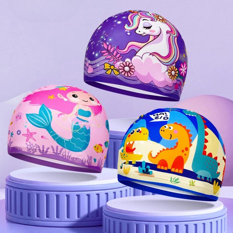 Детские шапочки для плавания для мальчиков и девочек, милые шапочки для плавания с героями мультфильмов, эластичные, мягкие, детские шапочки для плавания с принтом, аксессуары для бассейна