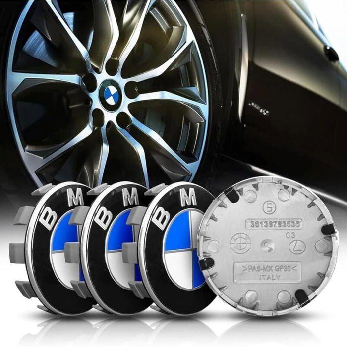 Лот де 4 Bleu Cache Moyeux, совместимый с BMW Center Roue ABS Accessoires de Voiture — 68 мм