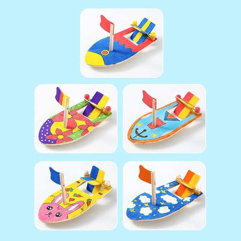 Модель деревянной лодки ручной работы, деревянная парусная игрушка, сделай сам, расписанные вручную, поделки, игрушки для детей, подарки на день рождения