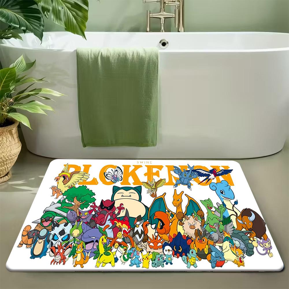 Sci-Fi Robot Factory Pokemon Print Doormat Non-Slip Water Absorbent Floor Mat for Home Decor